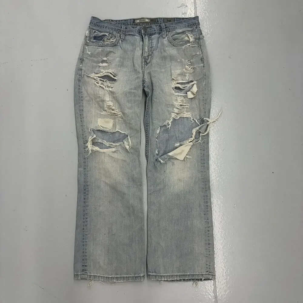 Vintage Y2k BKE Denim Blue Distressed Bootcut Jeans 34x29
